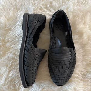 ESPIRITU HUARACHE BLACK SUEDE SANDALS CLASSICS NUBUCK LEATHER - WOMEN